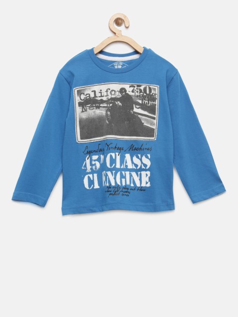 

Gini and Jony Boys Blue Printed Round Neck T-shirt