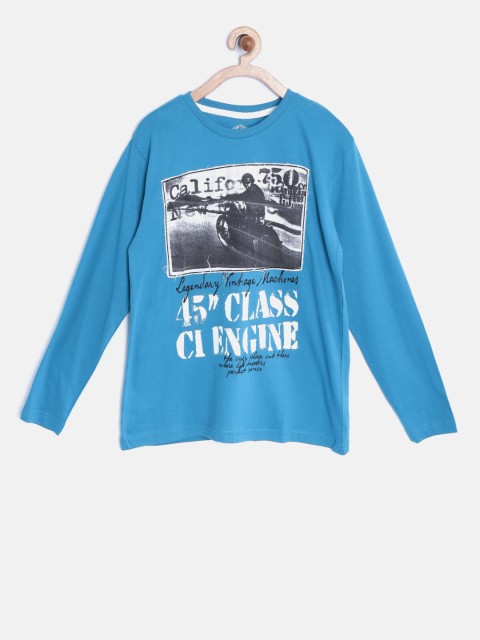 

Gini and Jony Boys Blue Printed Round Neck T-shirt