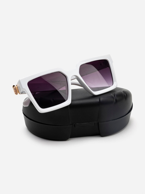 

FUZOKU Unisex Black Lens Square Sunglasses with UV Protected Lens FZKSS2022234-Black