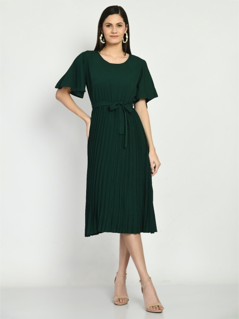 

LEXREX Solid Green Midi Dress
