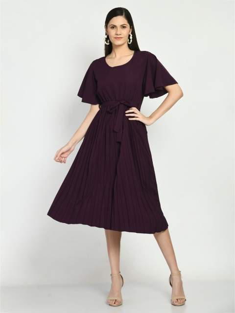 

LEXREX Purple Flared Midi Dress