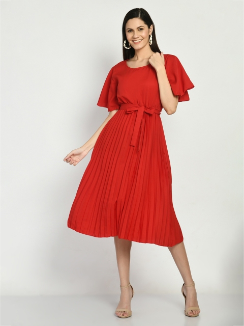 

LEXREX Women Red Midi Fit & Flare Dress