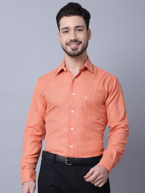 

Cantabil Men Orange Micro Checks Checked Casual Shirt