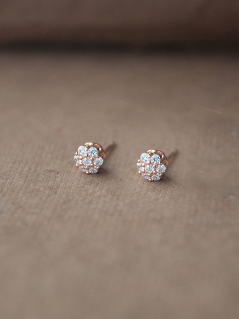 

MANNASH Rose Gold Floral Rose Tiny Cluster 925 Sterling Silver Earrings