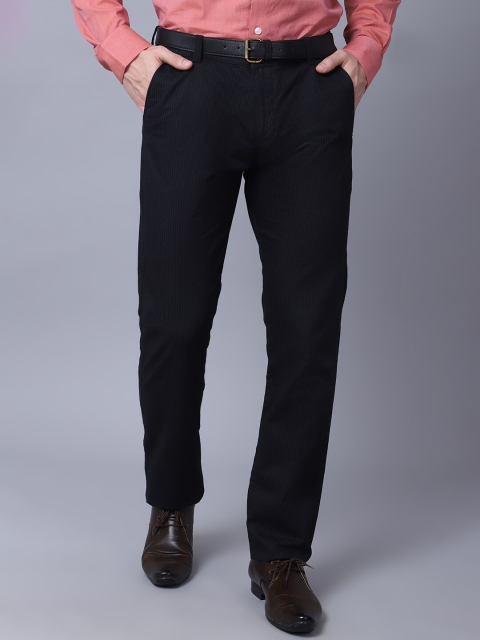 

Cantabil Men Black Self Design Trousers