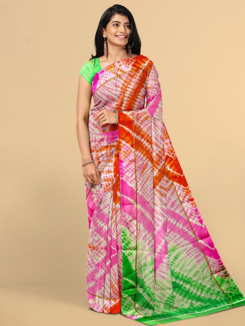

Kalamandir Green & Pink Tie and Dye Silk Blend Saree