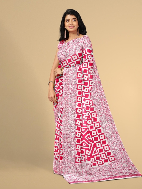 

Kalamandir Women Pink & White Geometric Printed Saree