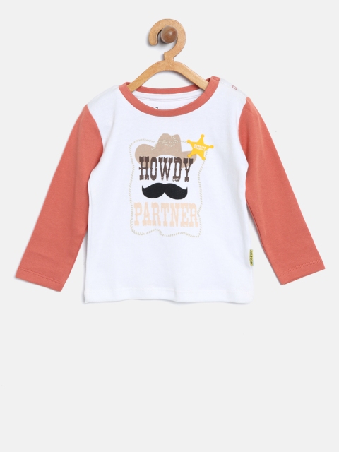 

Gini and Jony Boys White Printed Round Neck T-shirt