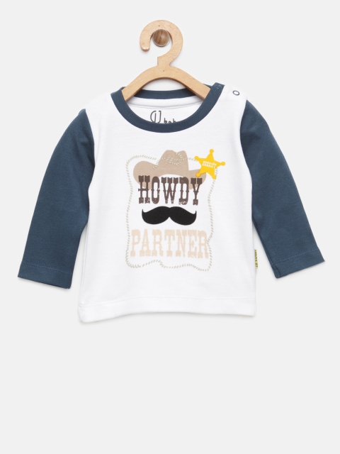 

Gini and Jony Boys White Printed Round Neck T-shirt