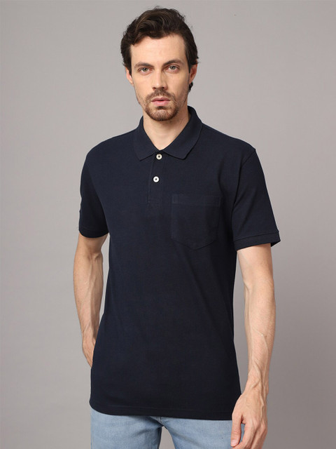 

Cantabil Men Navy Blue Polo Collar T-shirt
