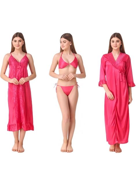 

Romaisa Women Pink Maxi Nightdress