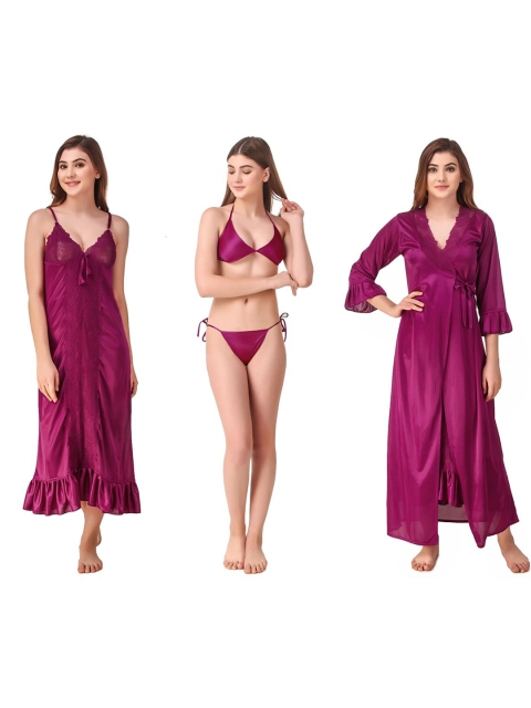 

Romaisa Magenta Maxi Nightdress Set
