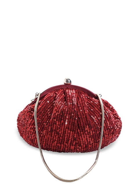 

Angeline Red Embellished Half Moon Handheld Bag