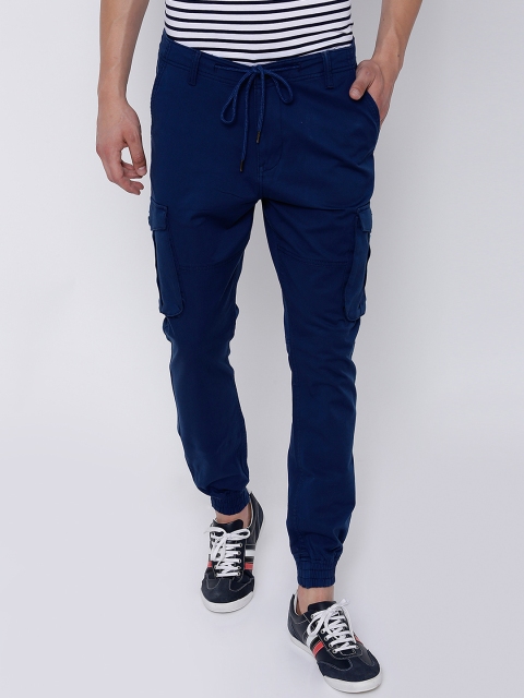 

LOCOMOTIVE Men Blue Slim Fit Solid Joggers