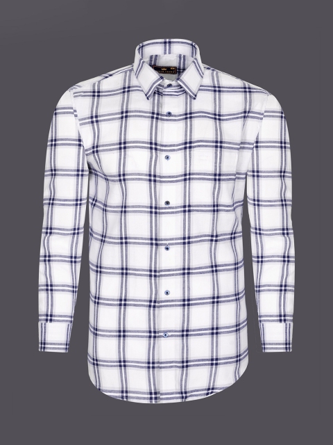 

FRENCH CROWN Men White Standard Checked Cotton Shirt