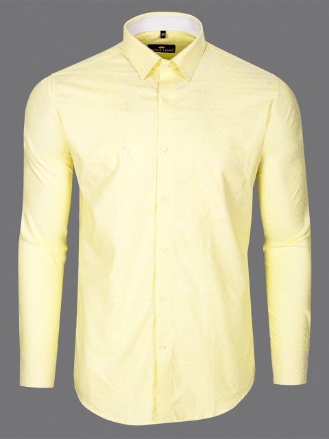 

FRENCH CROWN Men Yellow Standard Printed Formal Shirt