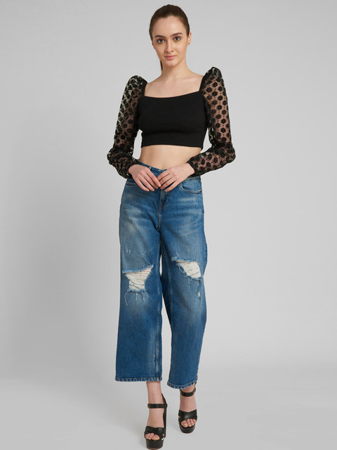 

aturabi Black Crop Top