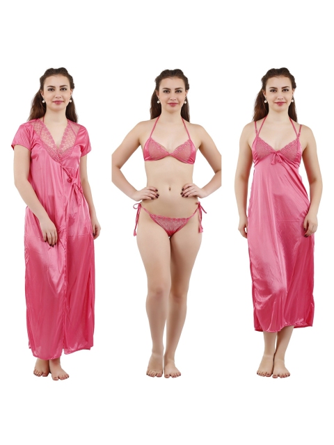 

Romaisa Pink Maxi Satin Nightdress