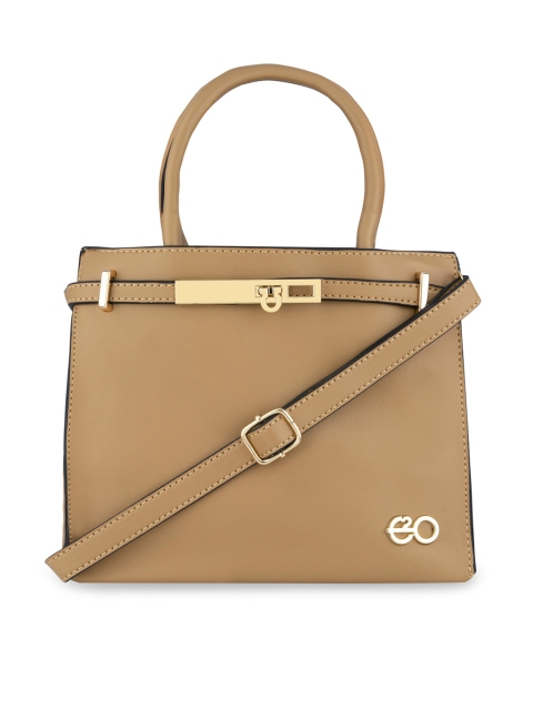 

E2O Khaki PU Structured Handheld Bag with Fringed