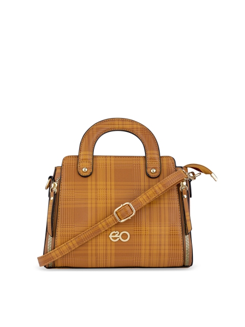 

E2O Khaki Checked PU Structured Handheld Bag