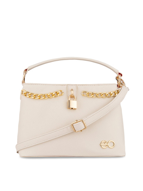 

E2O women's Beige PU Structured Handheld Bag