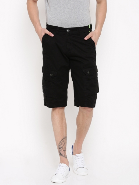 

FIFTY TWO Men Black Solid Cargo Shorts