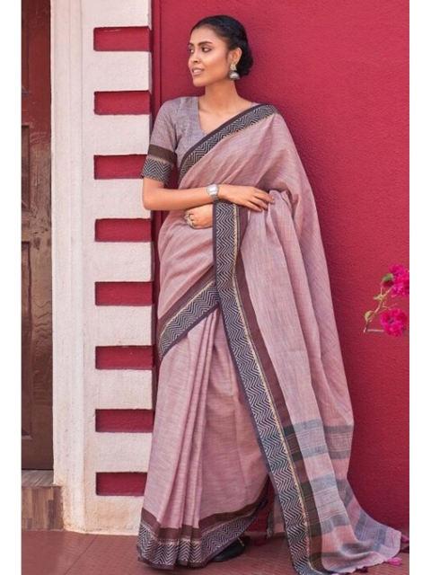 

KARAGIRI Purple & Blue Linen Blend Saree