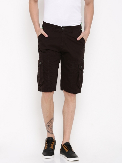 

FIFTY TWO Men Coffee Brown Solid Cargo Shorts