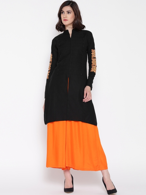 

Jashn Women Black Solid Straight Kurta