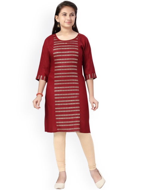 

Aarika Girls Maroon Pure Cotton Kurta with Churidar