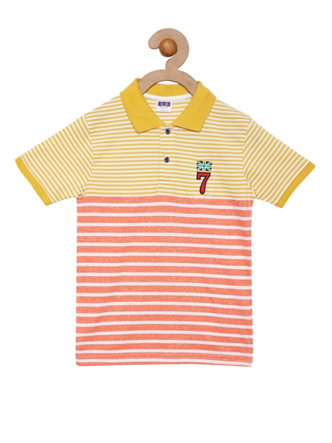 

Duke Boys Mustard Yellow & Orange Striped Polo Collar T-shirt