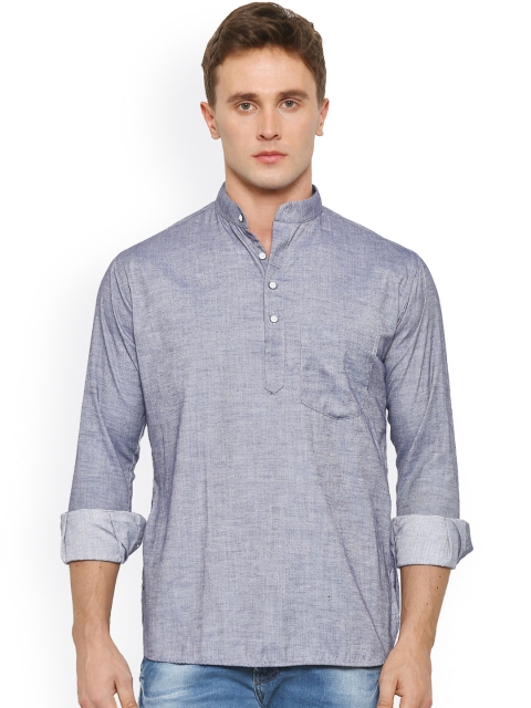 

Shaftesbury London Men Blue Straight Short Kurta