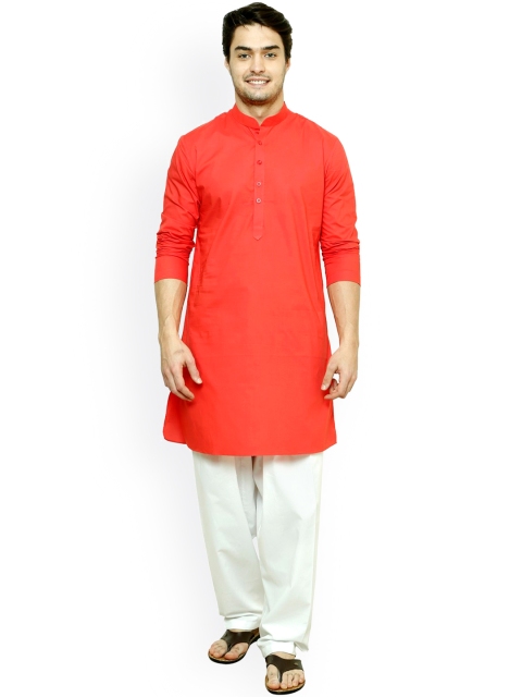 

See Designs Men Red Solid Straight Kurta