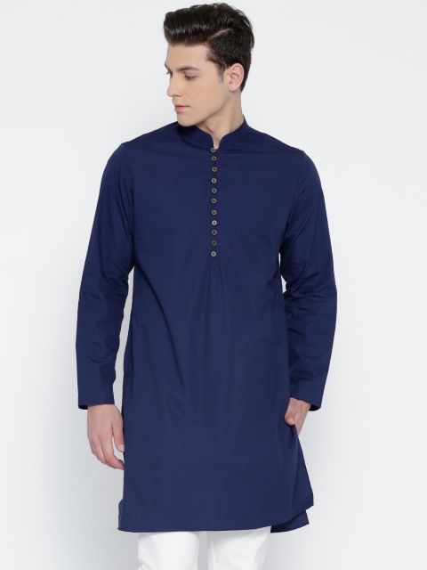 

See Designs Men Navy Blue Solid Straight Kurta