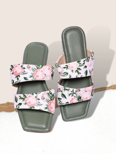 

PERY PAO Women Green Printed Bows Flats