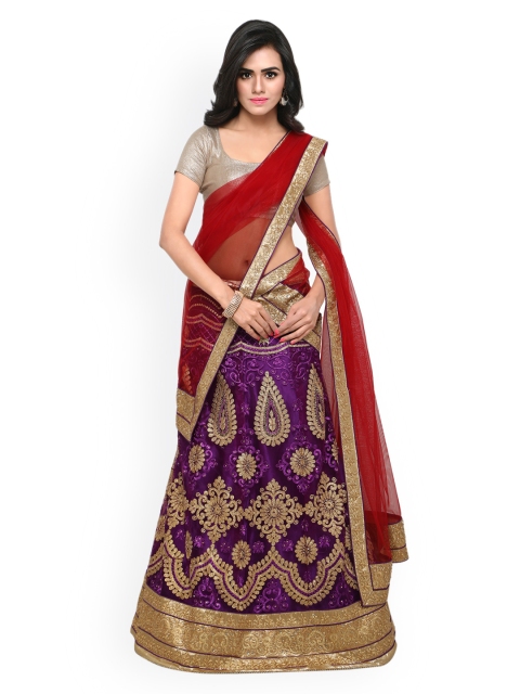 

Rajesh Silk Mills Purple & Beige Embroidered Unstitched Lehenga Choli with Dupatta