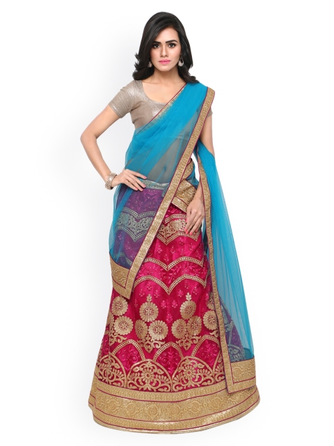 

Rajesh Silk Mills Magenta & Beige Embroidered Unstitched Lehenga Choli with Dupatta