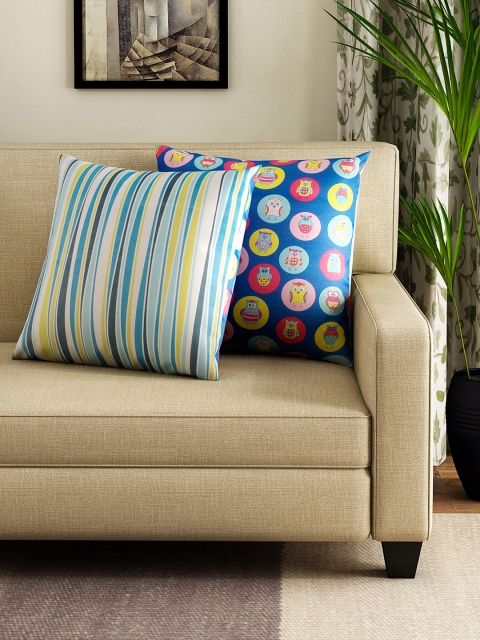 

HOUZZCODE Blue Set of 2 Printed 16'' x 16'' Square Cushion Covers