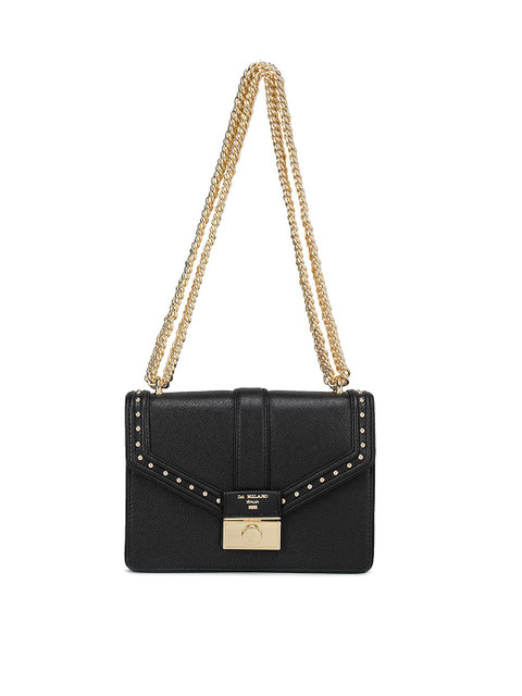 

Da Milano Black Textured Leather Structured Shoulder Bag