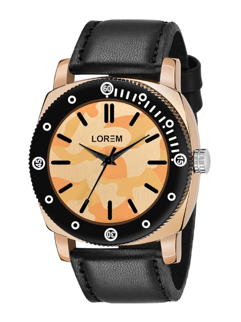 

FERRIZZO Men Orange Dial & Black Wrap Around Straps Analogue Watch