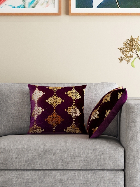 

HOUZZCODE Purple Set of 2 16" x 16" Square Cushion Covers