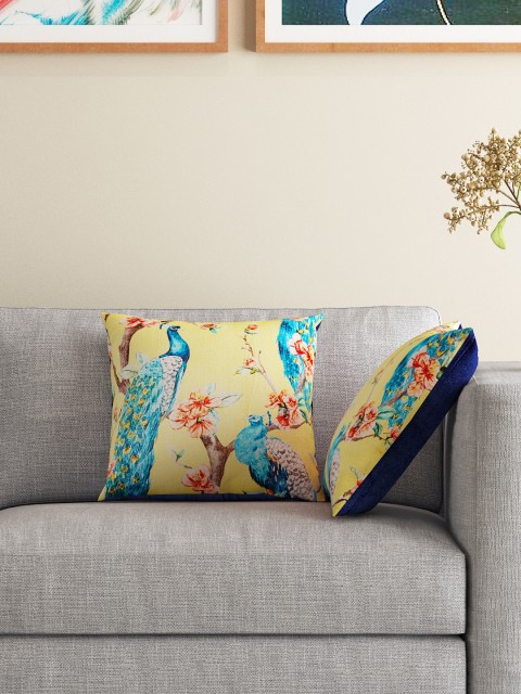 

HOUZZCODE Yellow Set of 2 Printed 16'' x 16'' Square Cushion Covers