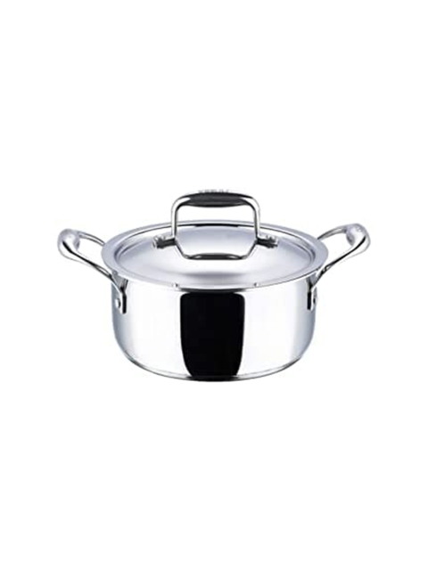 

Vinod Silver-Toned Solid Stainless Steel Sauce Pan With Lid, 18 cm, 1.8 Ltr