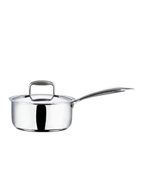 

Vinod Silver-Toned Solid Platinum Triply Stainless Steel Sauce Pan With Lid 1.5 L