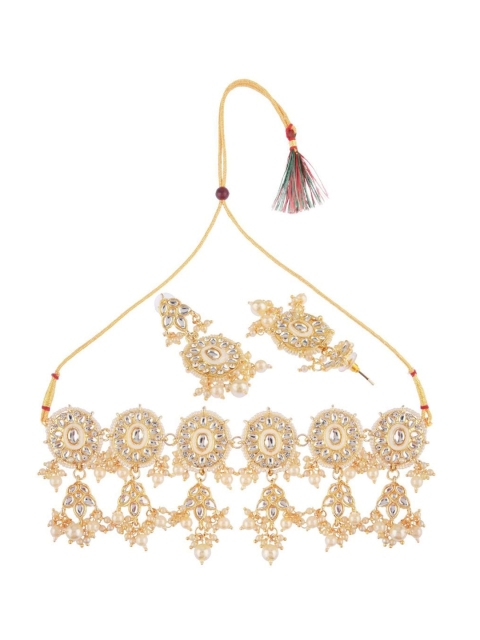 

Efulgenz Gold-Plated White Stone-Studded Jewellery Set