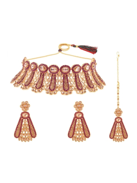 

Efulgenz Women Gold-Plated & Pink Crystal Stone-Studded JewellerySet