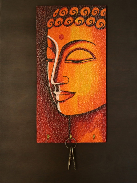 

ExclusiveLane Orange Hand-Painted Wooden Key Holder
