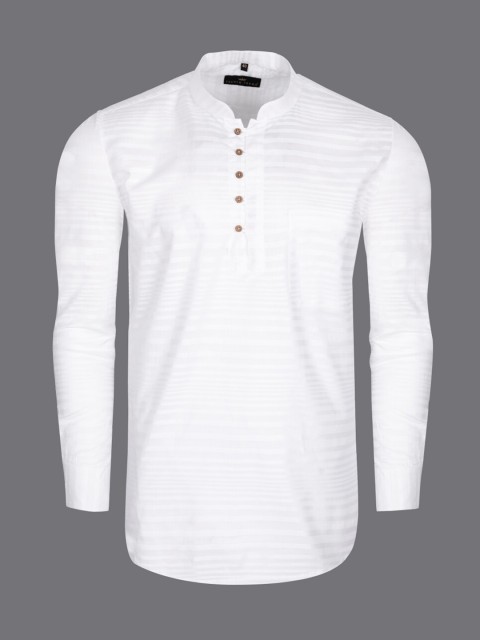 

FRENCH CROWN Men White Standard Striped Semiformal Shirt