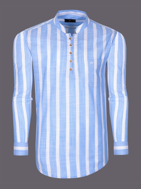 

FRENCH CROWN Men Blue Standard Horizontal Stripes Striped Semiformal Shirt
