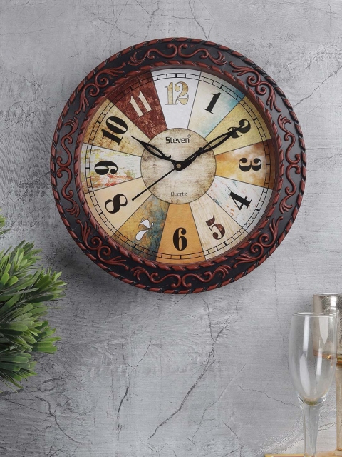 

EXIM DECOR Brown & White Contemporary Wall Clock